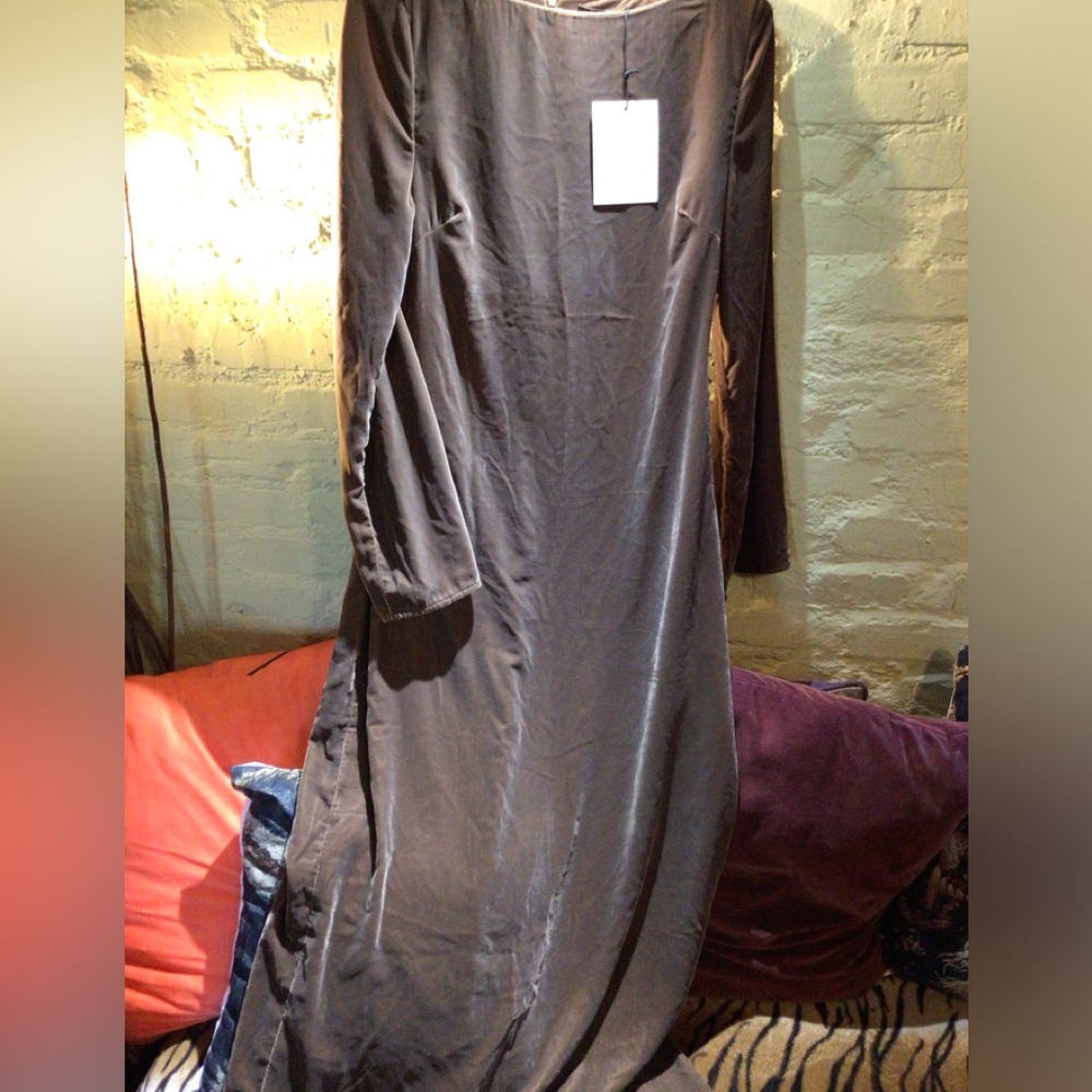 NEW ! Deluc Long Sleeve cocoa brown Velvet maxi Dress